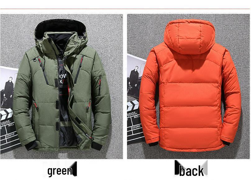 Herren Kurzmantel mit Kapuze für den Winter - Dick, Lässig, Outdoor, Kälteschutz