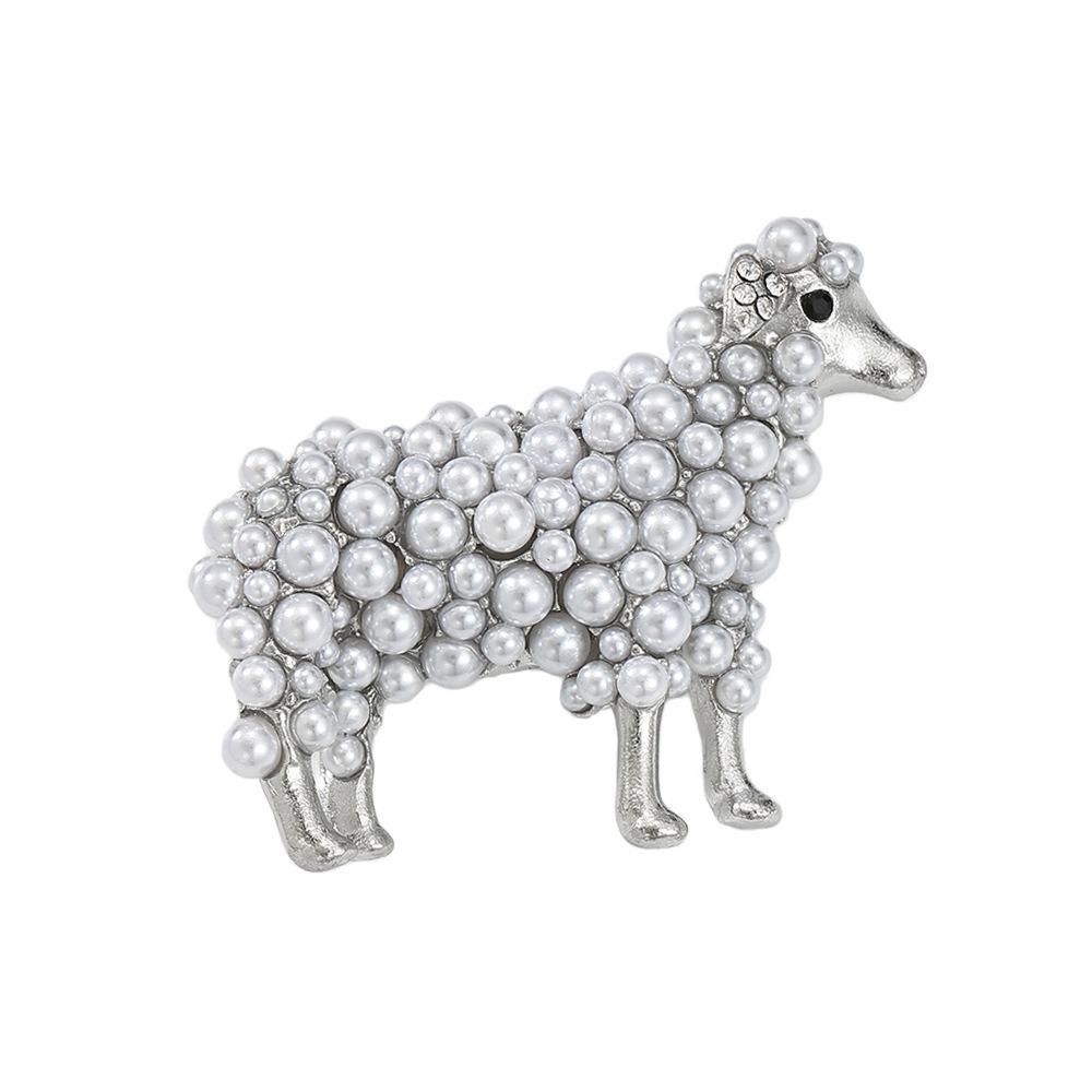 Pearl Decor Animal Pin Zinc Alloy Lamb Badge Exquisite Sheep Brooch Suit Accessory