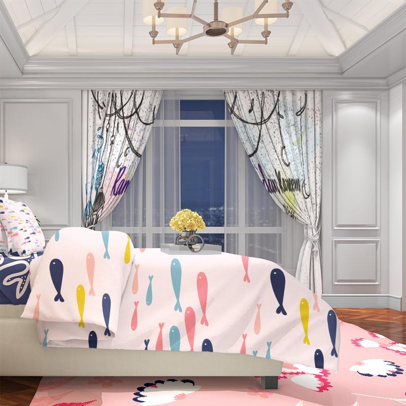 2 Pieces - Fast - Ramadan Auspicious - Printed Curtain - Polyester Material - Suitable for Bedroom, Living Room, Study