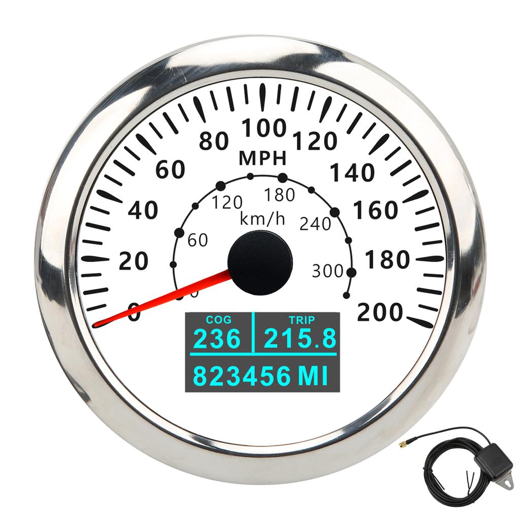85mm GPS Speedometer 0?200MPH 0?300KMH IP67 Waterproof Digital Colorful Backlight Odometer for RV
