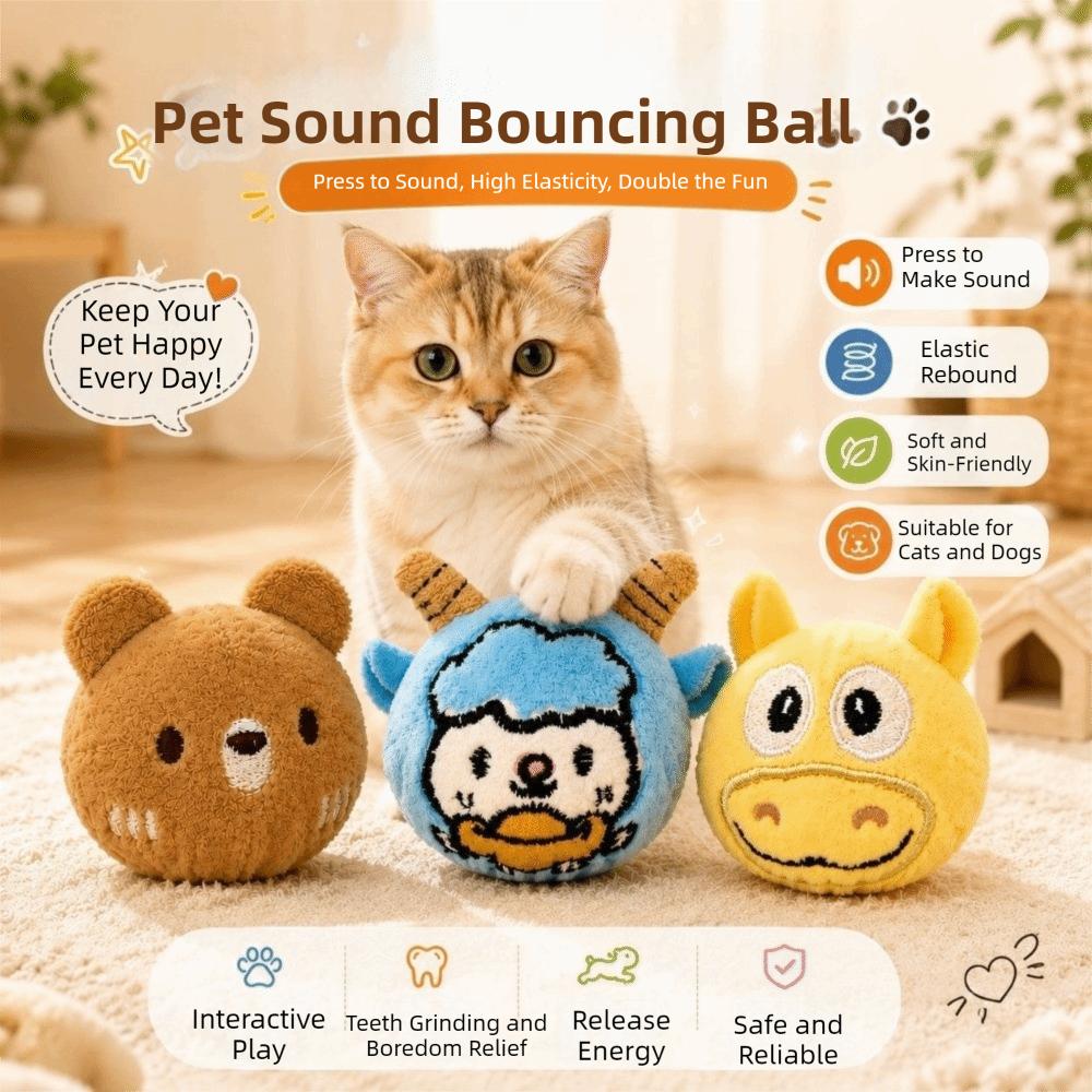 Bite Resistant Plush Dog Toy Ball Soft Squeaky Dog Toy Cute Dog Training Toy Ball  Fetch Play