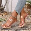 Fashion Summer Transparent High Heel Sandals for Women 2025 Elegant Thick Heels Pvc Sandals Woman Outdoor Casual Platform Sandles 42