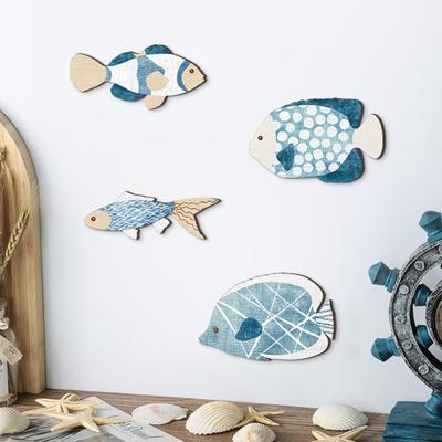 4Pcs Hanging Decorations Fish Shaped Pendants Smooth Edge Burr Free Decorative Fish Ornaments Wooden Decor