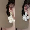 Silver Needle White Heart Tassel Earrings: Luxurious, Versatile, and Stylish Stud Earrings for Women.