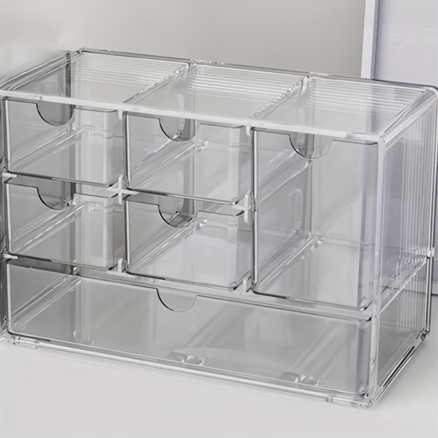 Six Grid Transparent Drawer Style Storage Box for Cosmetics, Suitable for Bedrooms and Bathrooms