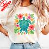 Floral Sea Turtle Unisex Shirt Summer Beach Tees Coastal Turtle Lover Gift Ocean Gift Beach Vacation Clothes Casual T Shirt