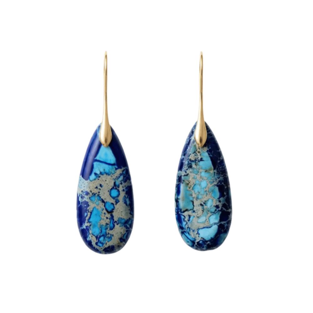 

Colorful Emperor Stone Earrings Droplet Pendant Bohemian Earrings Boho Stone Earrings Elegant золотой