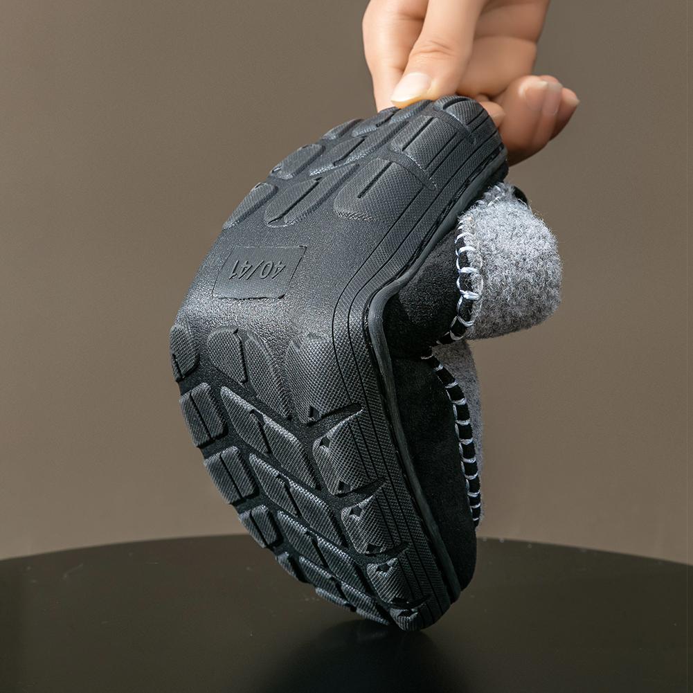 Outdoor Slippers For Men Casual Style Winter Plush Lined Warm Anti-slip Sole Home Shoes Cozy Memory Foam Fuzzy Upper Male Indoor Footwear