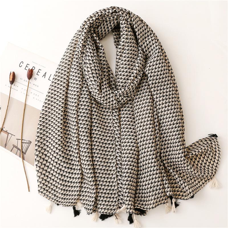 Autumn Fashion Polka Floral Tassel Viscose Shawl Scarf Lady High Quality Wrap Pashmina Stole Bufandas Muslim Hijab Caps 180*90Cm