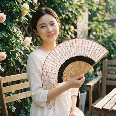 Costume Accessory Portable Folding Fan Classical Vintage Chinese Style Fan Decorative with Tassel Handheld Fan Women Use
