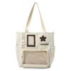 Cute Color Block Tote Bag for Women – Star Design with Clear Pocke– Perfect for School, Daily Use & Fashion Lovers
