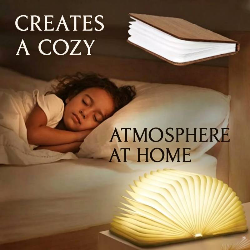 Modern Wooden Foldable Book Lamp With Handcrafted Design For Bedroom Nightlight And Gift