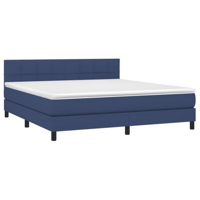 3140071 vidaXL Lit à sommier tapissier avec matelas Bleu 160x200 cm Tissu