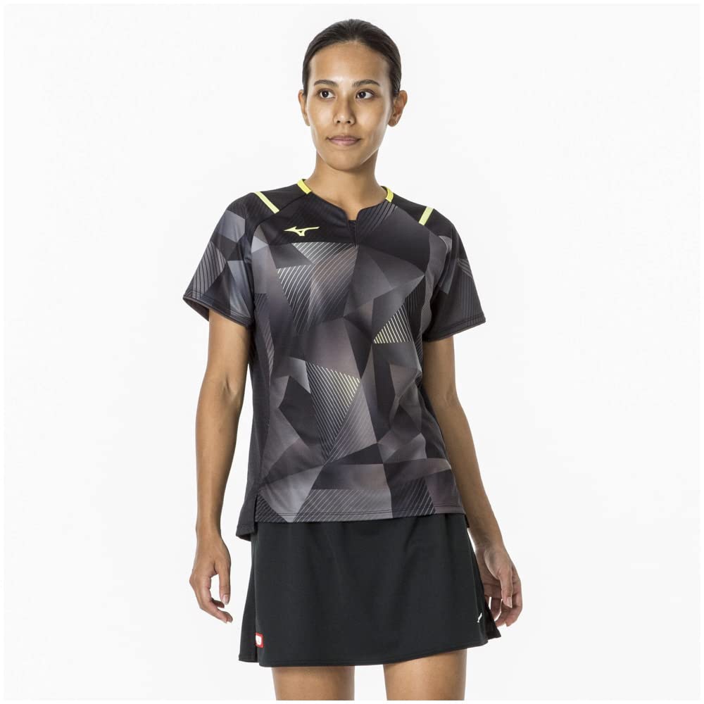 All Japan Table Tennis Replica Short JTTA Size S Shirt, Sleeve, Moisture-Wicking, Quick-Drying, Certified, 82JAA200, Black,