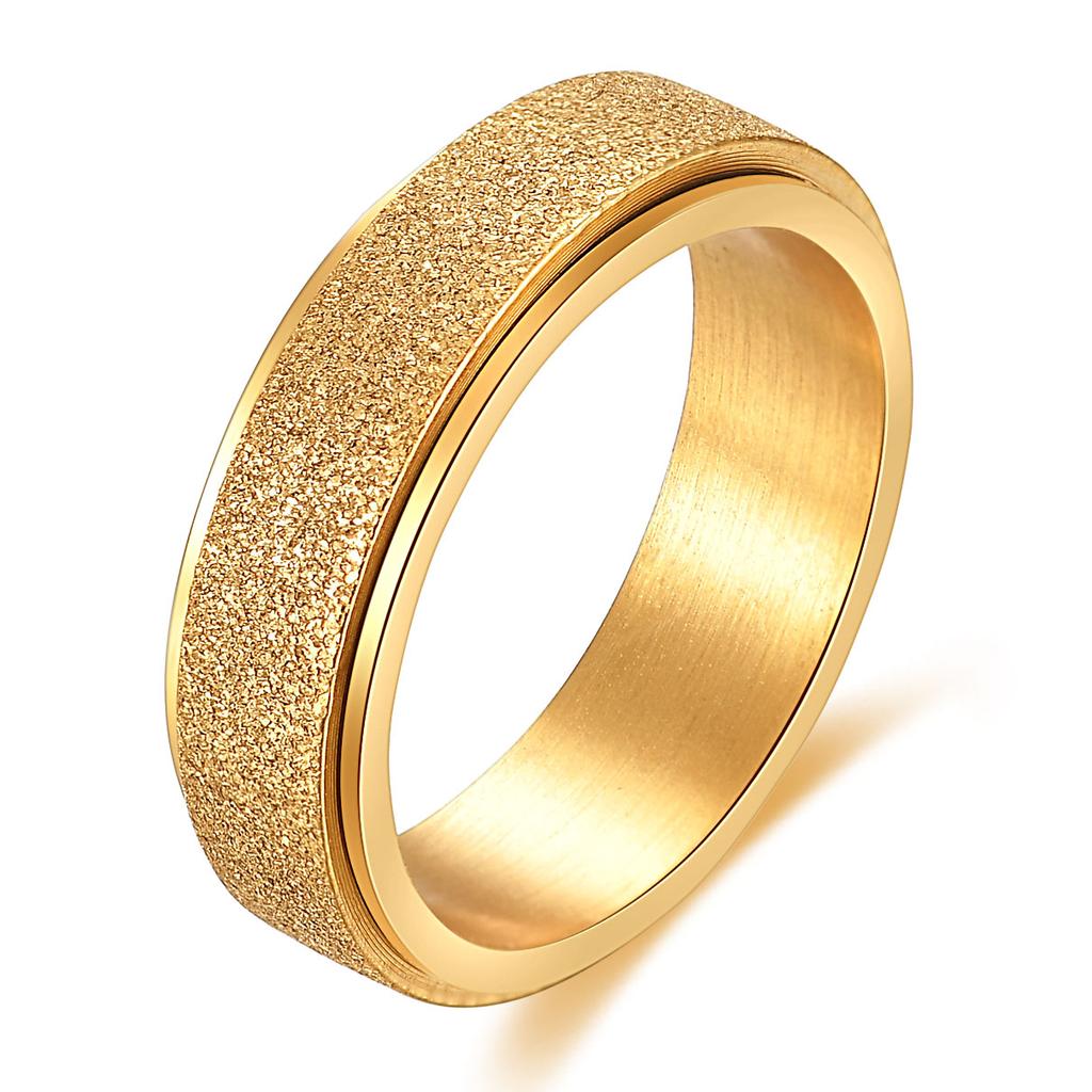 VQYSKO New Rotatable Matte Ring In Multiple Colors, Simple and Versatile 6MM Stainless Steel Ring