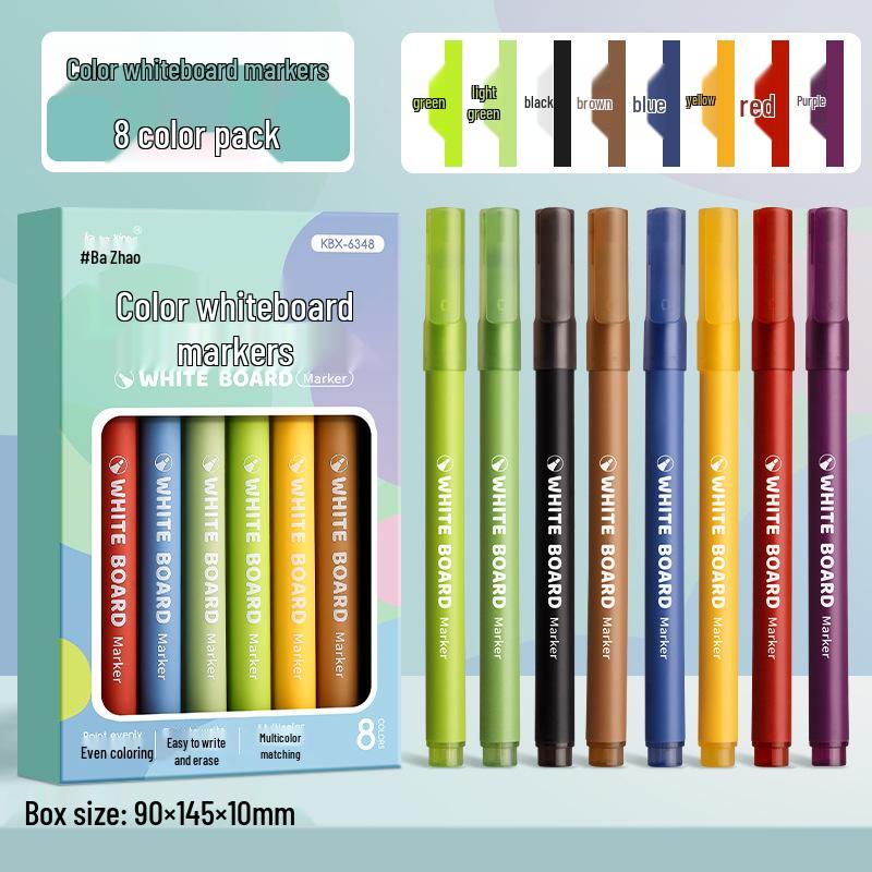 

Kaba Bear Erasable Multi-Color Whiteboard Markers - 12 Colors for Kids, Perfect for Teaching and Drawing.
