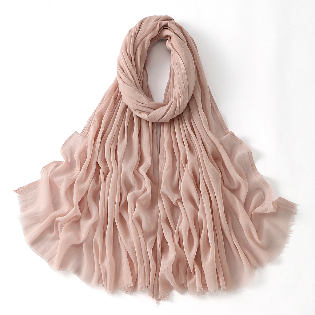Muslim Cotton Rayon Hijab Solid Color Plain Scarf Women Soft Cotton Viscose Thin Voile Shawl Remove Edge Headscarf Turban