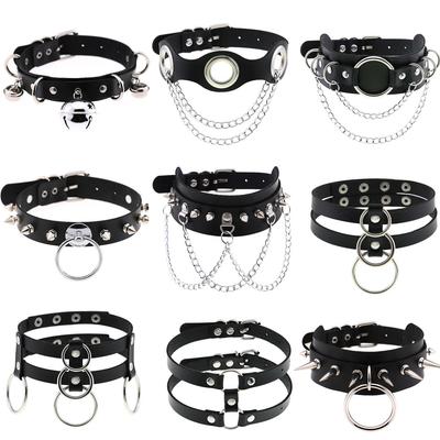 DIEZI Vintage Sexy Harajuku PU Leder Kettenanhänger Halskette Damen Herren Punk Gothic Schwarzer Choker Statement Halskette Neuer Schmuck