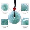 Grade a Burmese Jadeite Peace Buckle Pendant, Natural Green Jade Flower Pattern Carved Donuts for Gift and
