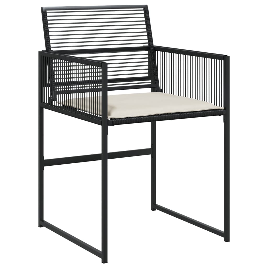 17 pc Outdoor Dining Set with Cushions Black Poly Rattan