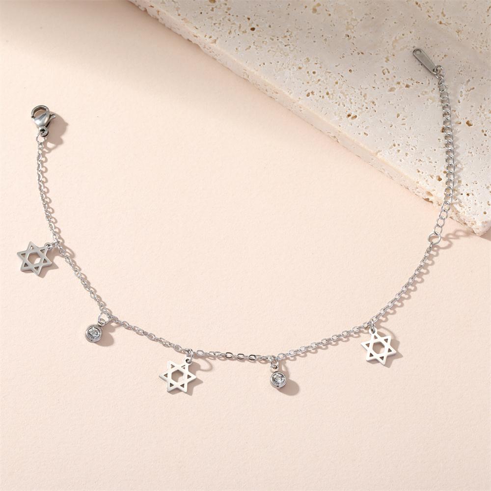 

My Shape Star of David Bracelets Adjustable 2 Layers Hand Chain Stainless Steel Link Chain Hexagram Je Jewelry Israel Gifts 17-22cm