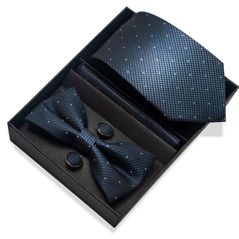 Set de 6 piezas, Corbata de Vestir de Negocios 8 cm Corbata para Hombre Set de Pajarita Caja de Regalo.