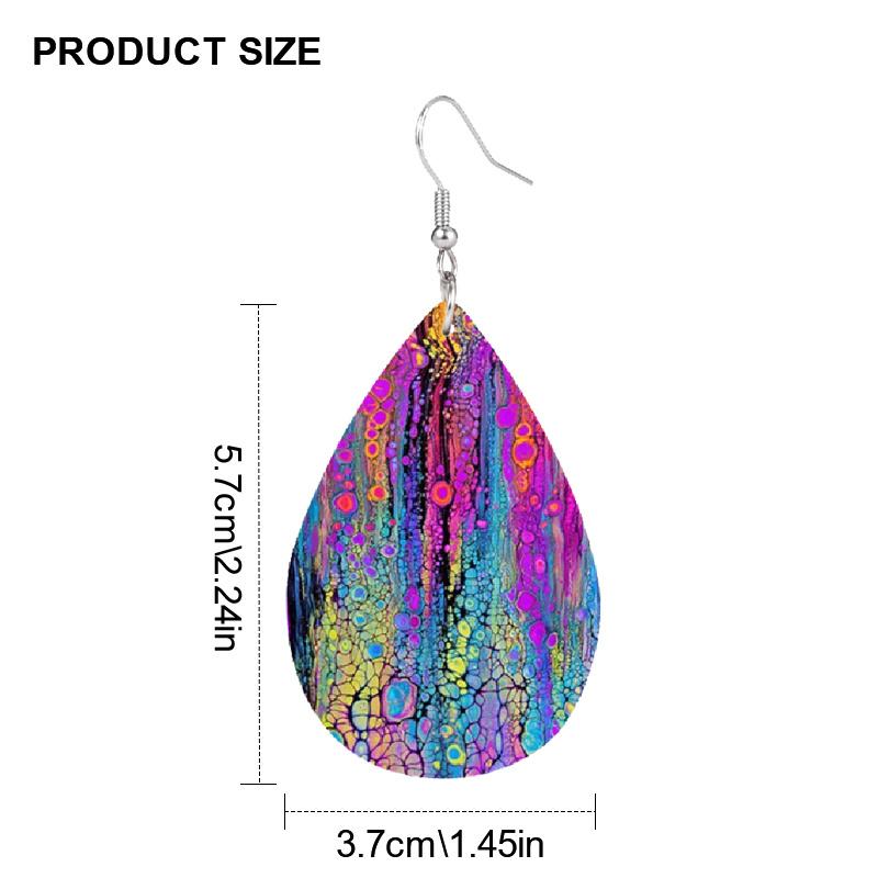 Creative Tree of Life Pattern PU Leather Earrings for Women Chic Colorful Dot Pattern Tears Earrings Trendy Female Earrings Jewelry Gifts