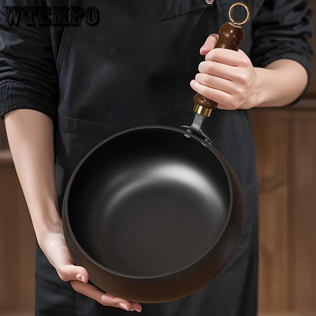 Tigaie de uz casnic Forjată manual Îngroșată Neacoperită Tigaie antiaderentă pentru Hotel Acasă Camping Restaurant Aragaz Ustensile de gătit
