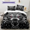 Red-Eyed Wolf  Pattern Bedding Quilt Set Quilt Cover Pillowcase Home Decoration  Gift (1 * Duvet Cover + 2 * Pillowcase, Without Core)