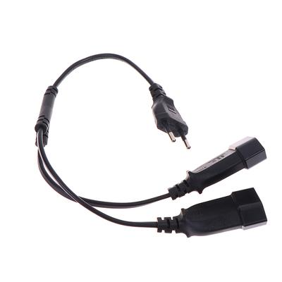 4.0Mm Cee7/16 Eu 2 Prong Male To Female Dual Output 2 Ways Outlet Extension Cord European M/F Power Splitter Cable