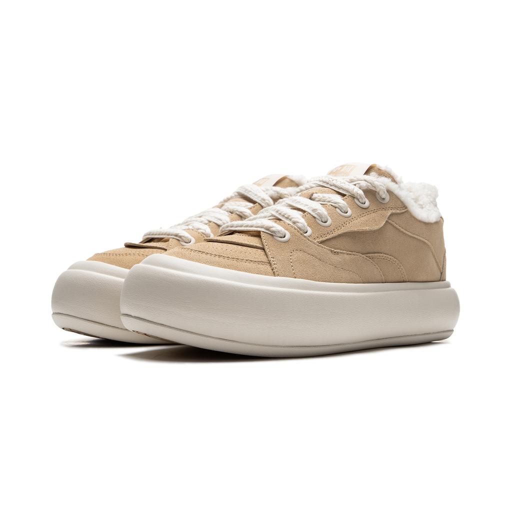 Li Ning Cream Puff Platform Thermal Abrasion Resistant Low top Skateboard Shoes Women's Tea Brown AZGU068-4