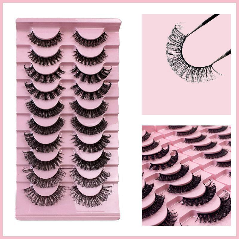 Curled Multi-layer European and American Imitation Mink Eyelashes 10 Pairs of False Eyelashes