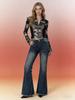 Retro Mid-Waist Micro-Flare Jeans with Frayed Hem