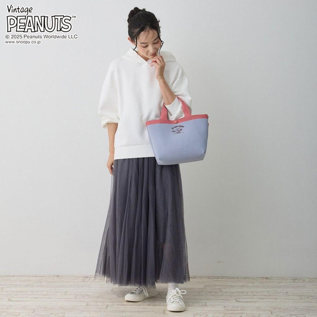 Tote 8435 [Rootote] Women's Bag, Snoopy, Small, Knit, IP.Deli.Ruful.Peanuts-0H (01 Gray)