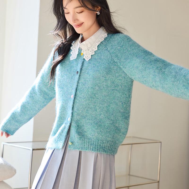 VICTORIA&VERA Women's Round Neck Knit Cardigan