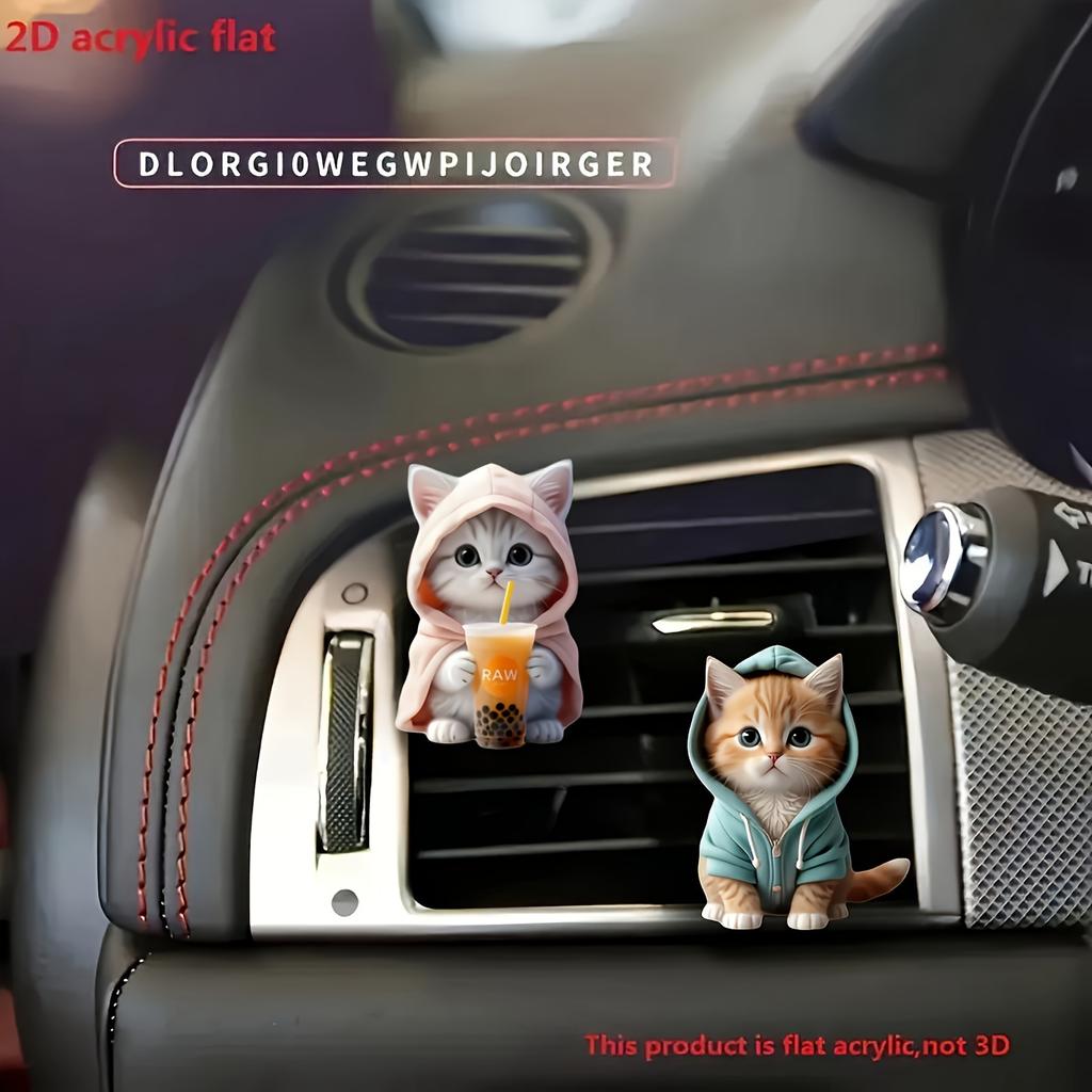 1pcs 2d Cute Cat Acrylic Car Air Freshener Set - Long-Lasting Scented Aromatherapy for Vehicle Interiors