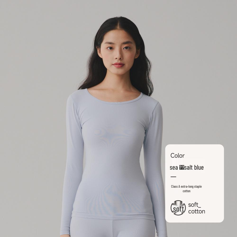 Dámský top s dlouhým rukávem z čisté bavlny v jednobarevném provedení