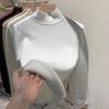 Women's Autumn and Winter Warm Top with Thickened Mink Fur and Semi High Neck Sweater One Piece Velvet Base Shirt Inner Layer