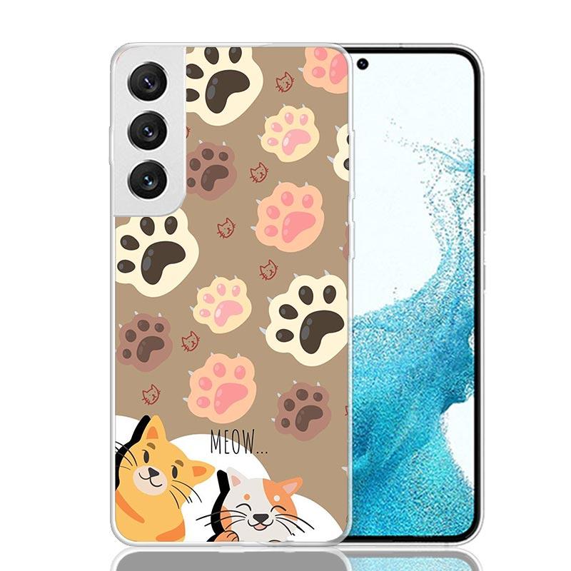 Cat Footprint Funny Paw Cute Phone Case For Samsung Galaxy S26 Ultra S23 S24 S25 Edge S20 FE S21 S22 Plus Soft Print Shell Cover