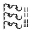 3Pcs 12.2 x 5.3cm Double Curtain Rod Bracket Iron Drapery Hook Curtain Rod Holder  For Living Room