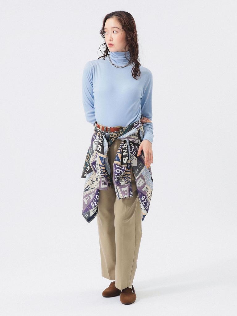 Beams Boy Women's Long Sleeve Rib Turtleneck Tee, SLATE_BLUE, One Size