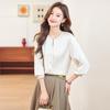 Women's Round Neck Long Sleeve Commuter Blouse