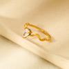 Ins Fashion Temperament Inlaid Water Drop Zircon Wave Ring Plated 18k Gold Stainless Steel Stacked Plain Ring Ring
