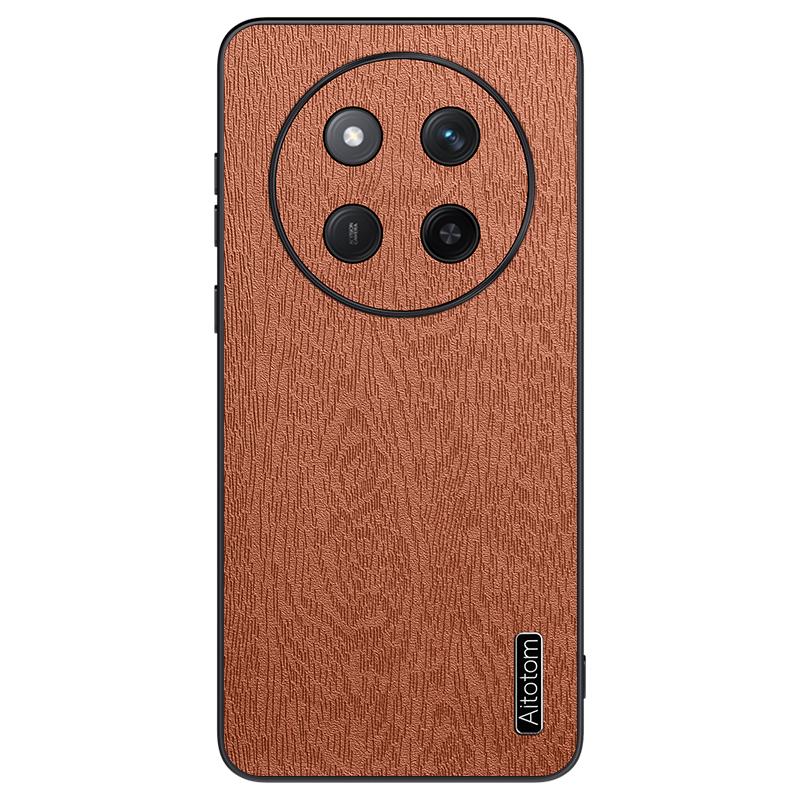 For Honor X60 Pro 5G Case Wood Texture PU Leather Coated PC+TPU Phone Cover