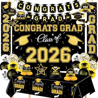 Black Gold Graduation Season Theme Party Decoration Supplies Graduation Party Cake Plugin Tabletop Ornament