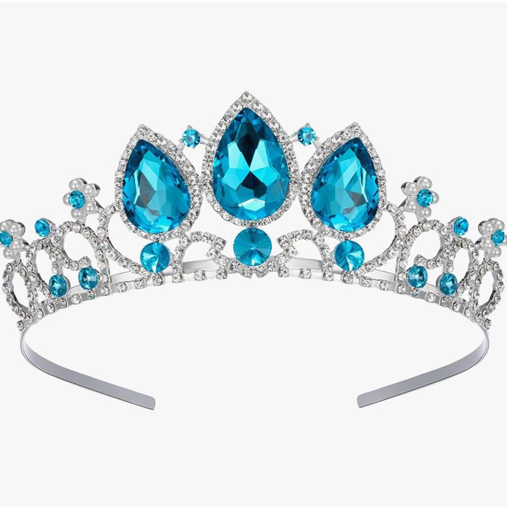 Rhinestone Crown Hair Accessory for Girls - Teardrop Design Headband Clip