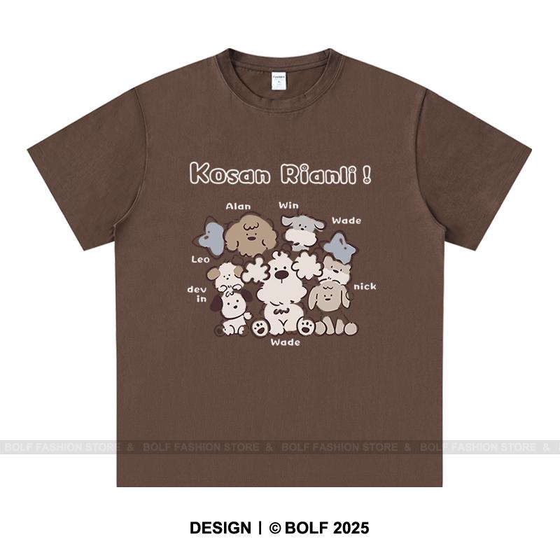 Playful Cartoon Sketch Printed Unisex Men Women T-Shirt Tees Tops 100% Cotton Loose Fit Trendy Graphic Daily Wear