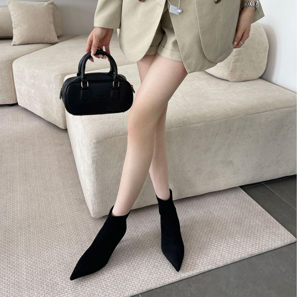 2025 new pointed stiletto suede rear zipper fashion Martin Chelsea women's shoes