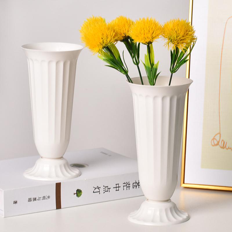 Pot de fleurs en plastique imitation céramique, Vase simple et durable pour arrangement floral, Vase hydroponique en plastique nordique, Décor de salon