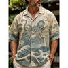 Men's Short Sleeved Shirt, Cat Noodle Printed Top, Versatile for Daily Commuting and Travel, Fashionable and Casual Loose Shirt